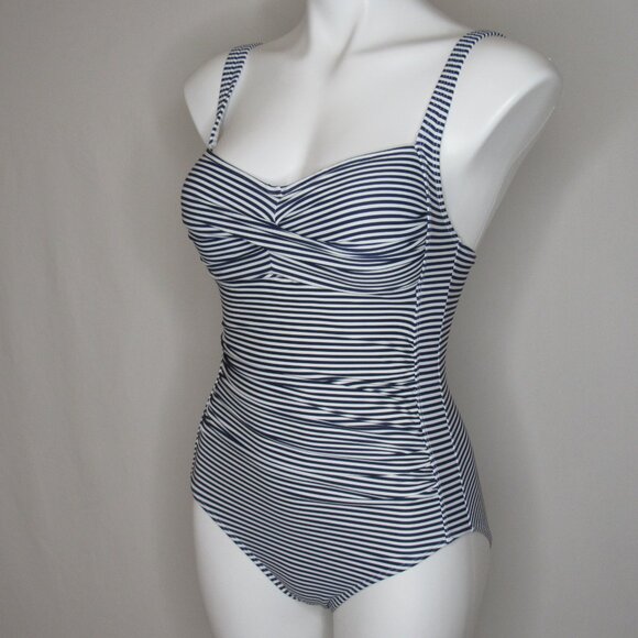 Nip Tuck Sorrento Stripe JOANN One Piece Blue Swimsuit Women's 6 - Picture 2 of 9